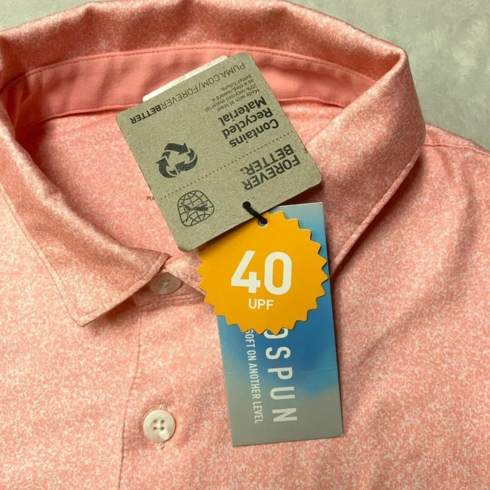 Puma Golf Cloudspun Performance Primary Polo Flamingo Pink 40+ UPF 538748 Mens M